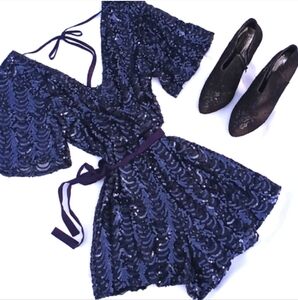 Navy Sequin Short Romper